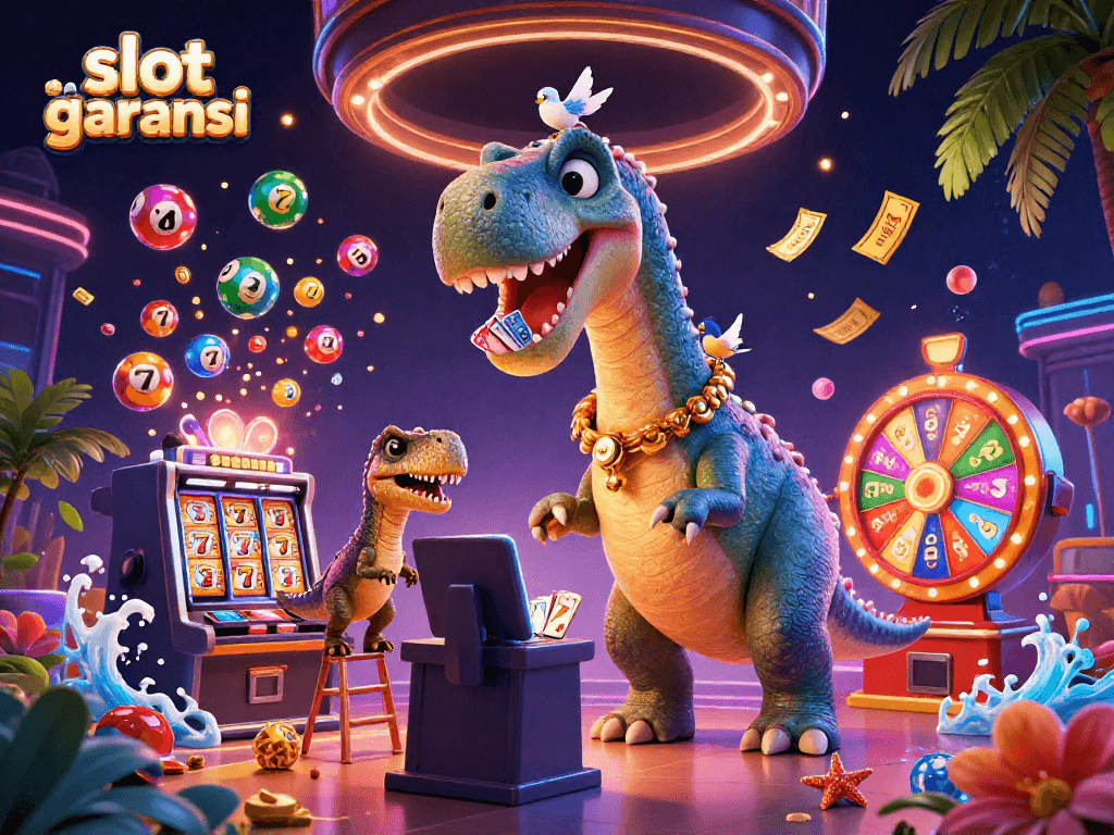 Win big with slot garansi while enjoying the vibrant casino atmosphere in this thrilling illustration.