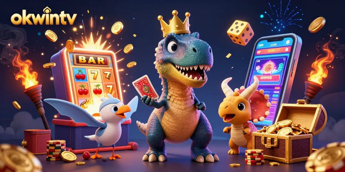 Enjoy vivid gameplay with Okwintv featuring charming characters and exciting casino elements in this vibrant scene.