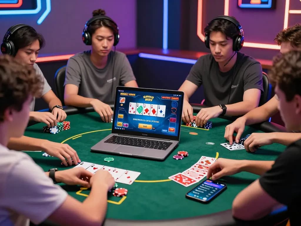 Dynamic online gambling atmosphere at Nhà Cái Kuwin with engaging poker gameplay.