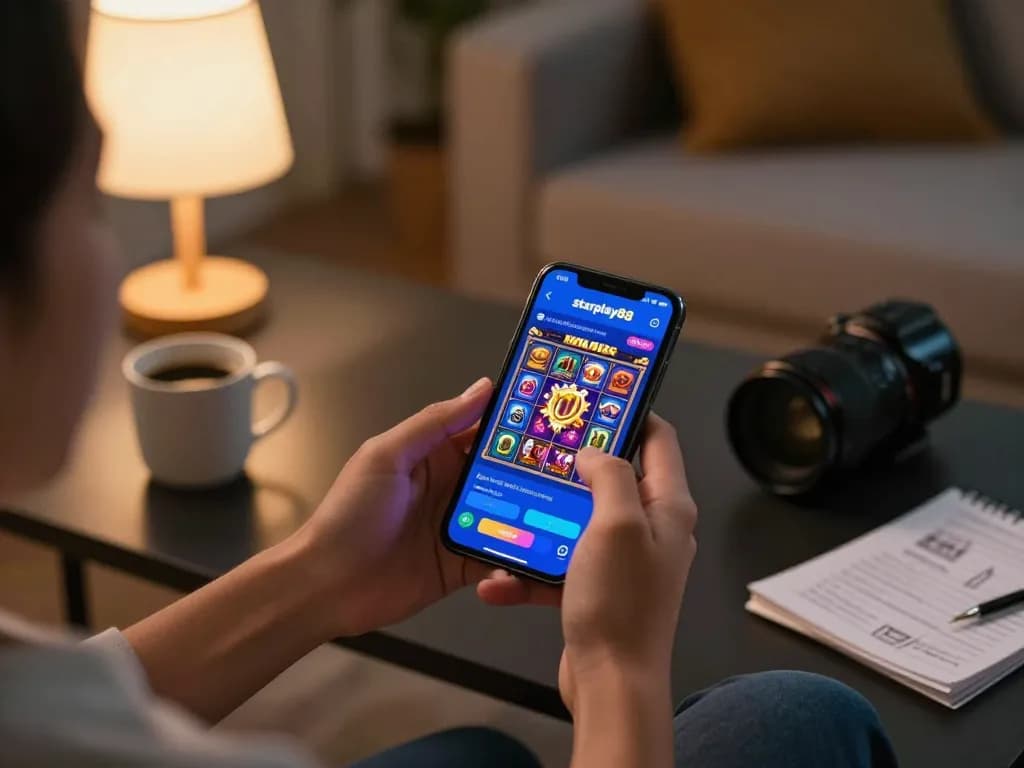 Berinteraksi dengan aplikasi starplay88 di setting rumah yang nyaman sambil menikmati keseruan judi mobile.