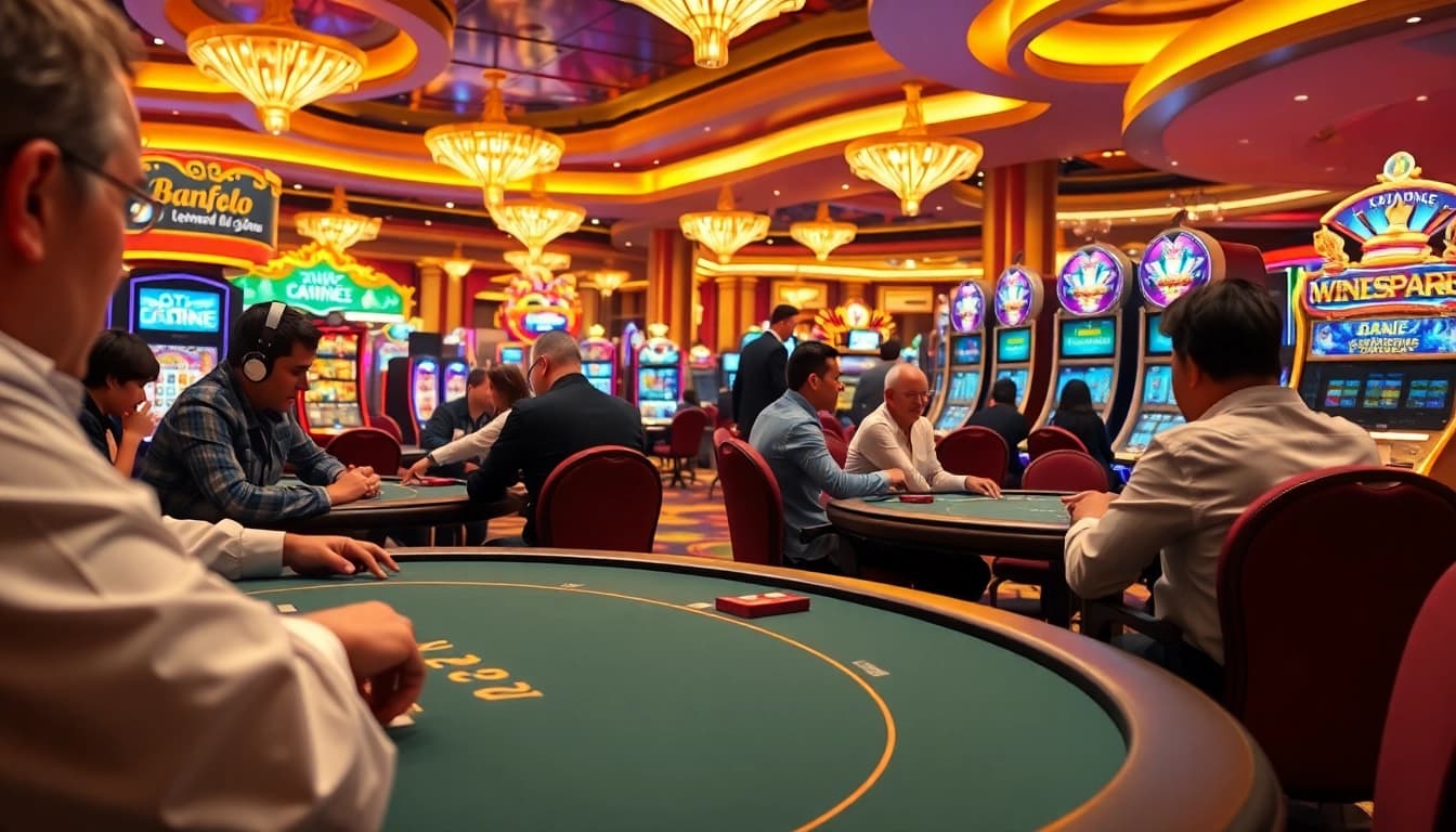 Experience the excitement of an Antillephone licensed casino with vibrant gaming tables and lively atmosphere.