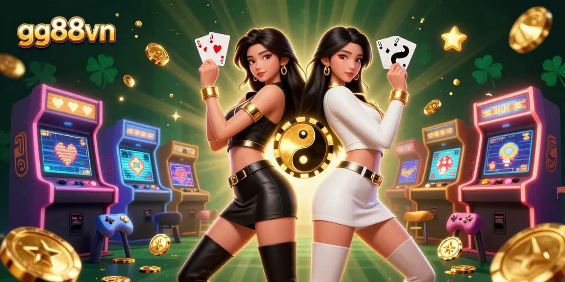 Engage with gg88vn's thrilling experience by exploring the vibrant casino-themed illustration.