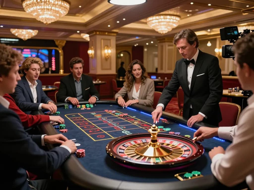Players engaging in roulette at a high-stakes table in B52CLUB, surrounded by luxury and excitement
