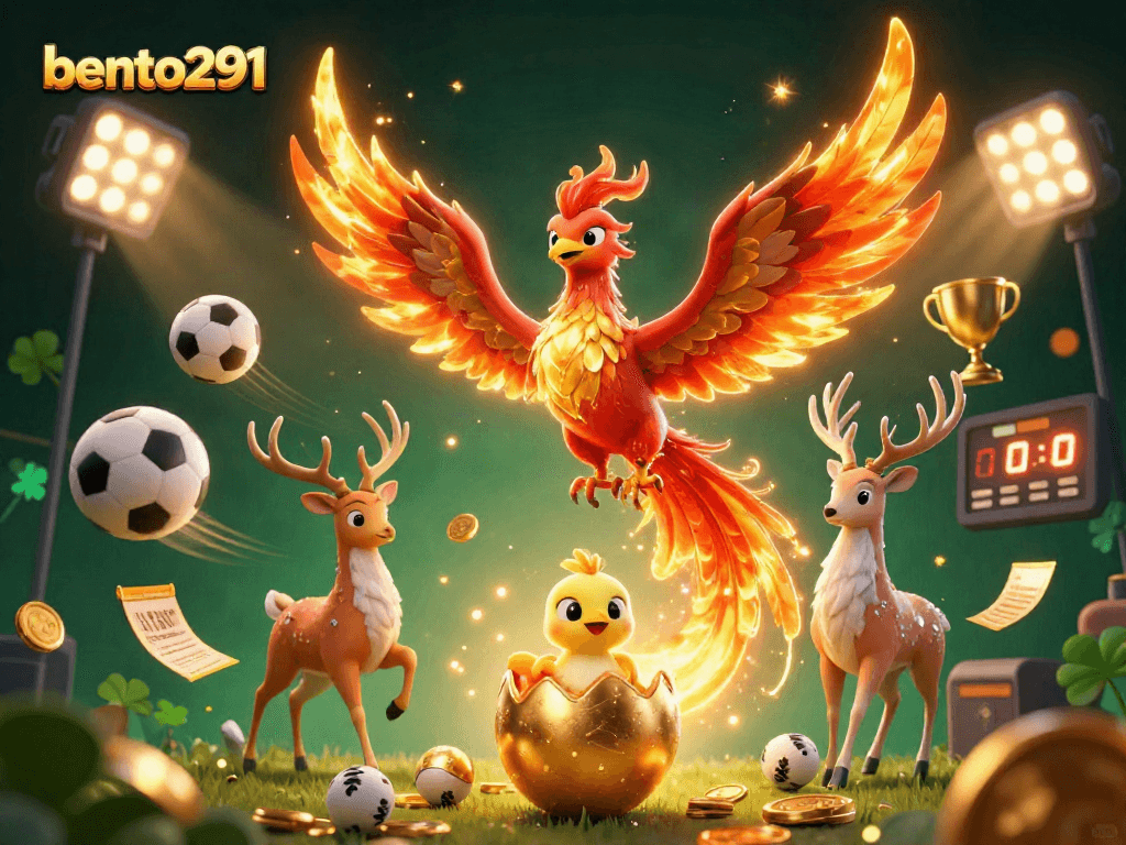Immerse in the bento291 gaming world with a vibrant, dynamic casino scene featuring mythical creatures and sports elements.