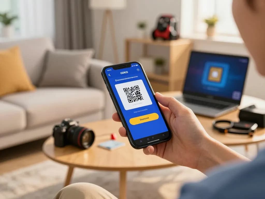Mobile user engaging with to288 for seamless gaming deposits via QRIS during a cozy home session.