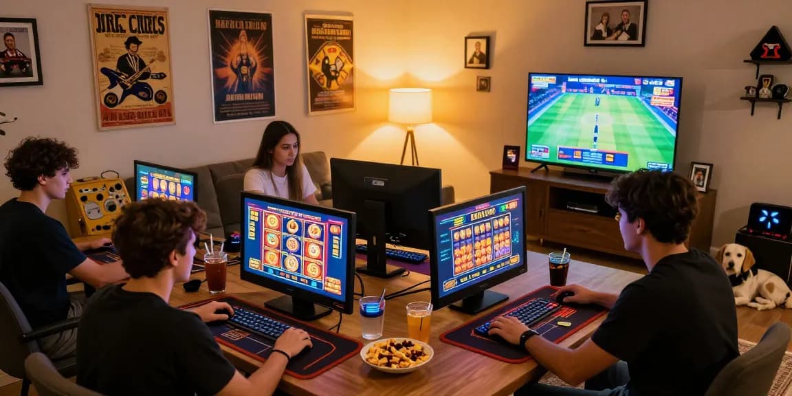 Friends enjoying a gaming night on credit card casinos at home, highlighting vibrant screens and cozy atmosphere on https://aisa.org.uk.