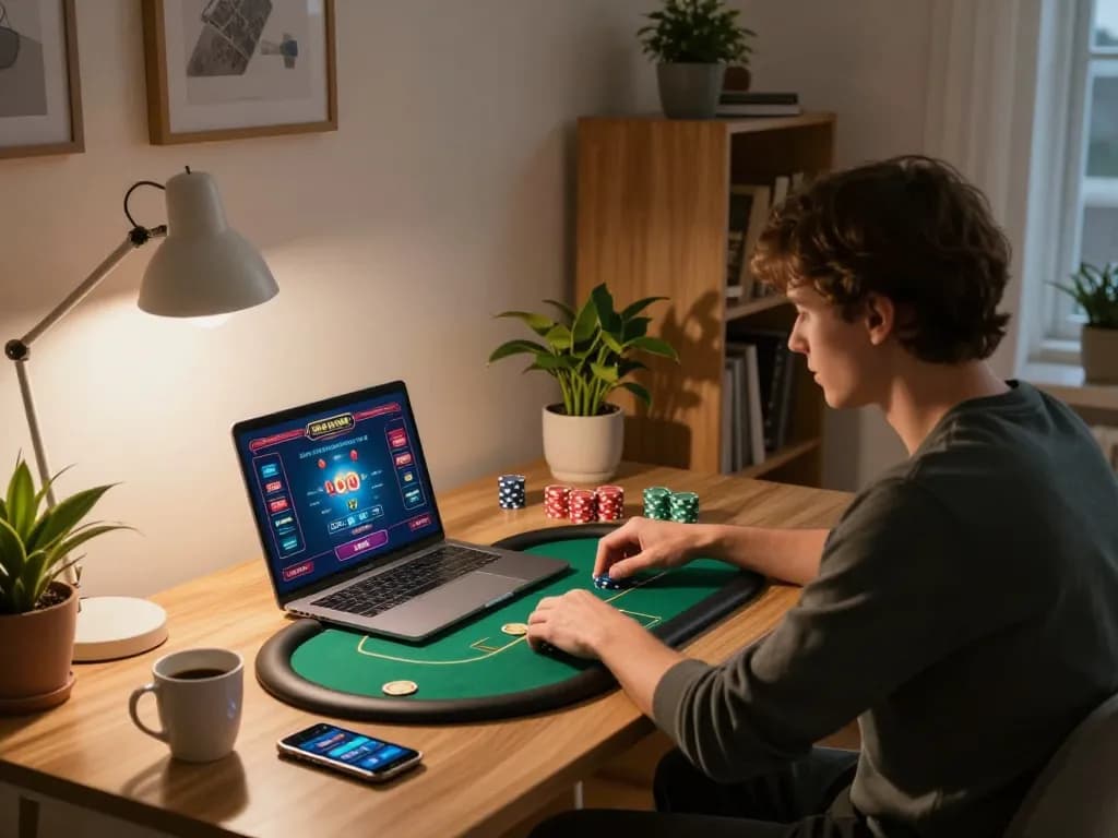Engaging in strategic gameplay at https://www.dacsandatphanrang.com/ in a cozy home office setting