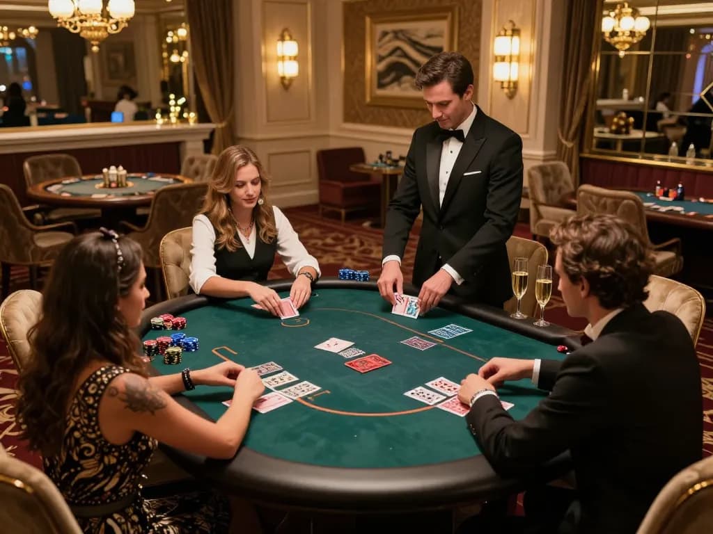 MM88 VIP gaming experience with players strategizing at an upscale poker table.