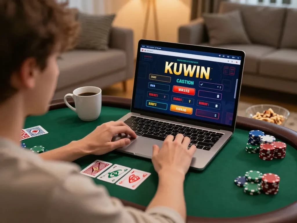 Action-packed online gaming session on KUWIN showcasing a player focused on casino games.