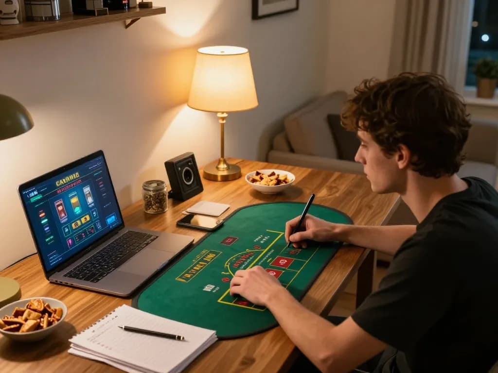 Player experiencing an exciting rik vip live dealer game at home, showcasing strategic engagement and comfortable setting.