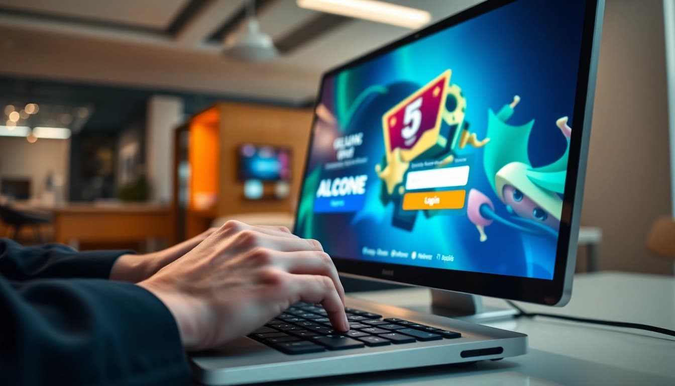 Masuk ke garasislot login dengan antarmuka menarik pada komputer canggih.