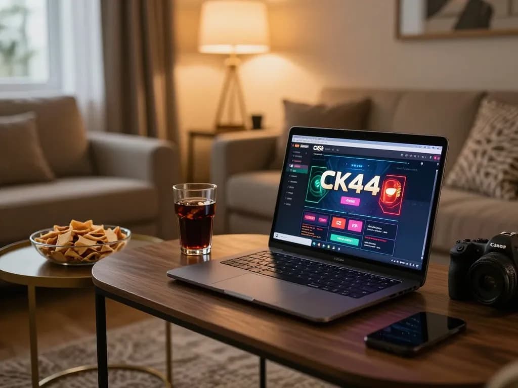 Engaged player using ck444 com for strategic online casino gaming at home.