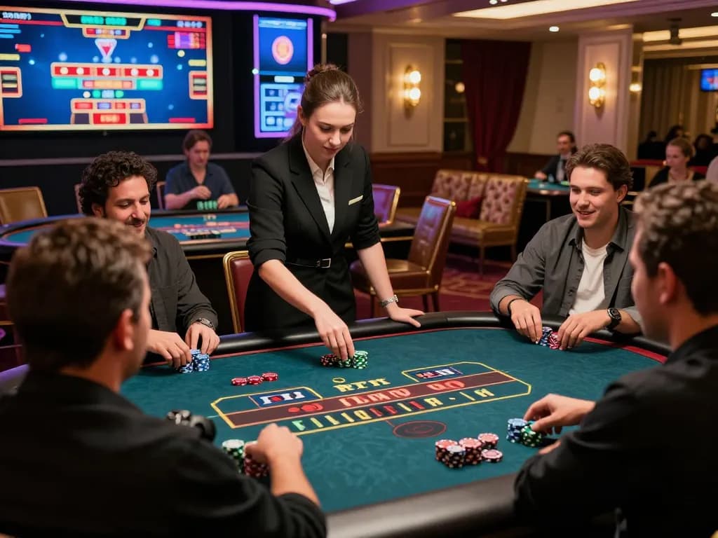 Exciting poker gameplay at a live casino with players engaging in strategy and betting action featuring 88aa.