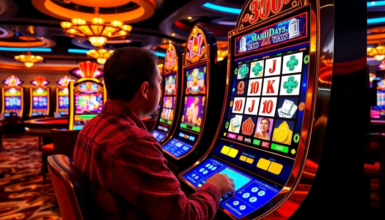 Engaging gameplay at a slot mahjong ways 2 machine with vibrant reels and casino ambiance.