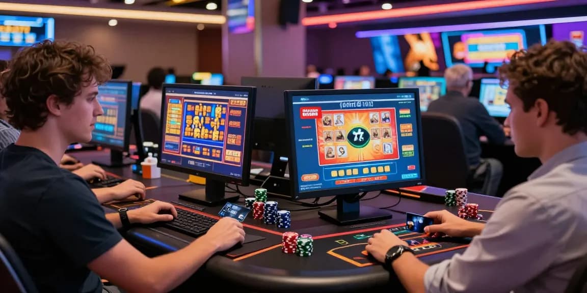 Players engaging with credit card transactions at online casinos featured on https://being-there.org.uk, showcasing vibrant gaming interfaces and exciting gameplay.