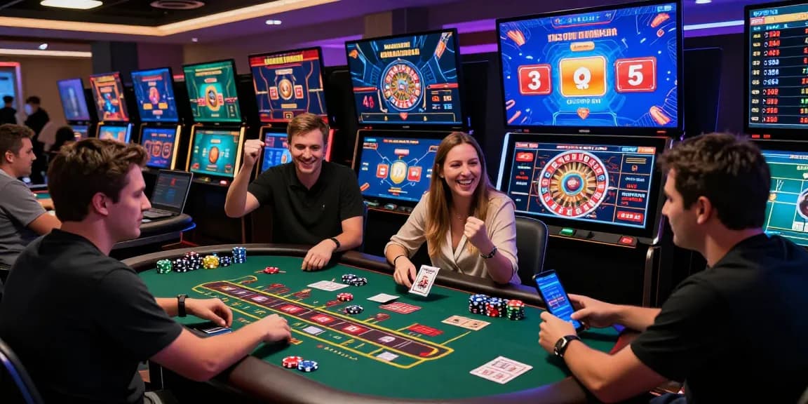 Exciting scene of players enjoying AA88 BET live casino games, vibrant graphics and interactive elements.
