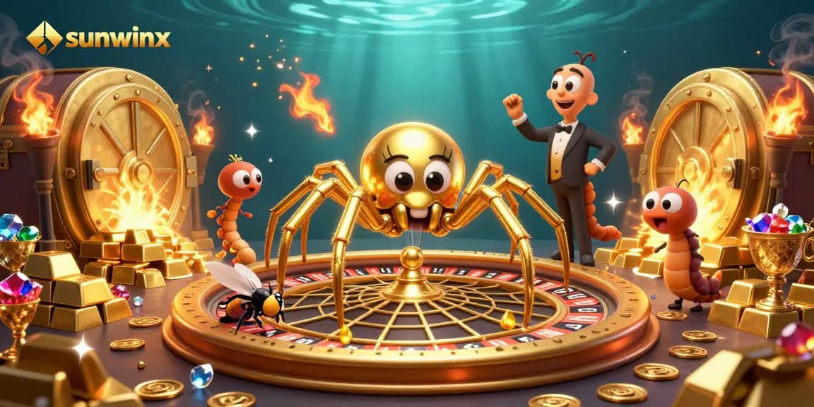 Experience sunwinx excitement as the golden spider spins the roulette web, and the fly bets nervously.