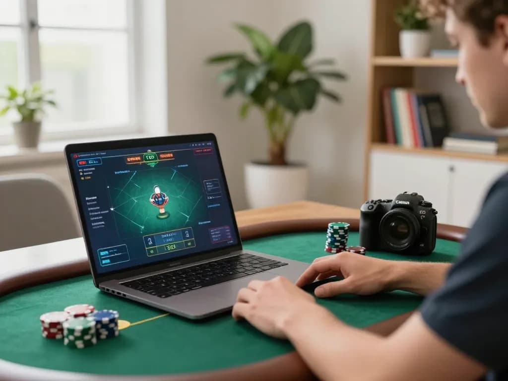 Engaging online poker gameplay on a laptop highlights sc88 for strategic betting