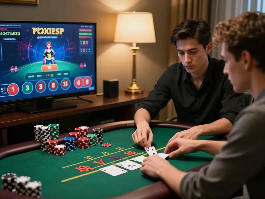 Engaging in online blackjack đăng ký at home workspace with multiple screens showcasing gameplay.
