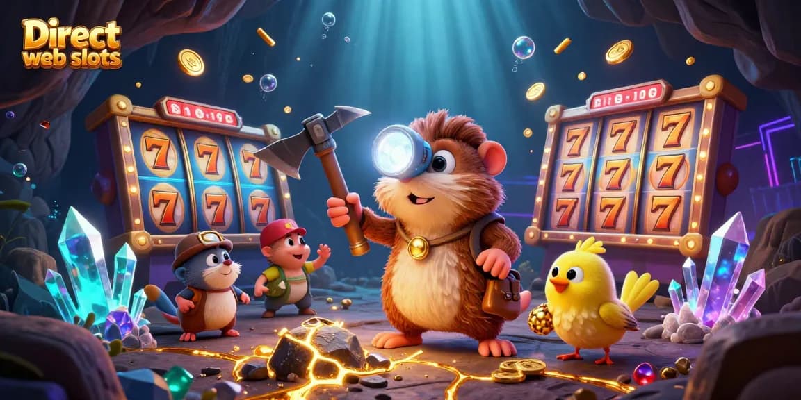 Engage with Direct web slots through exciting gameplay featuring vibrant slot reels and a treasure hunting theme.