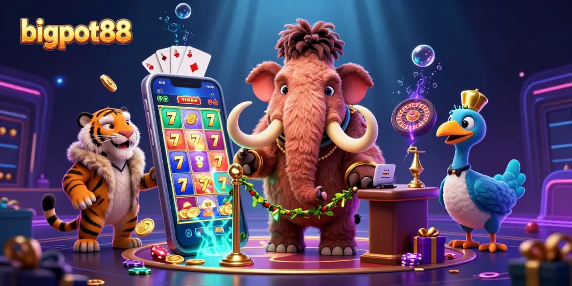 Experience the exciting atmosphere of bigpot88 casino featuring vibrant characters and thrilling gameplay elements.