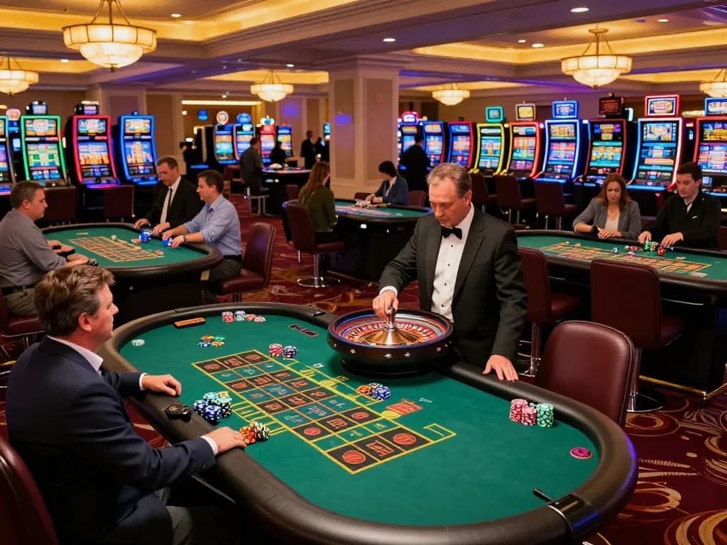Players engaging with roulette tables at a luxury casino as they bet on sun win possibilities.