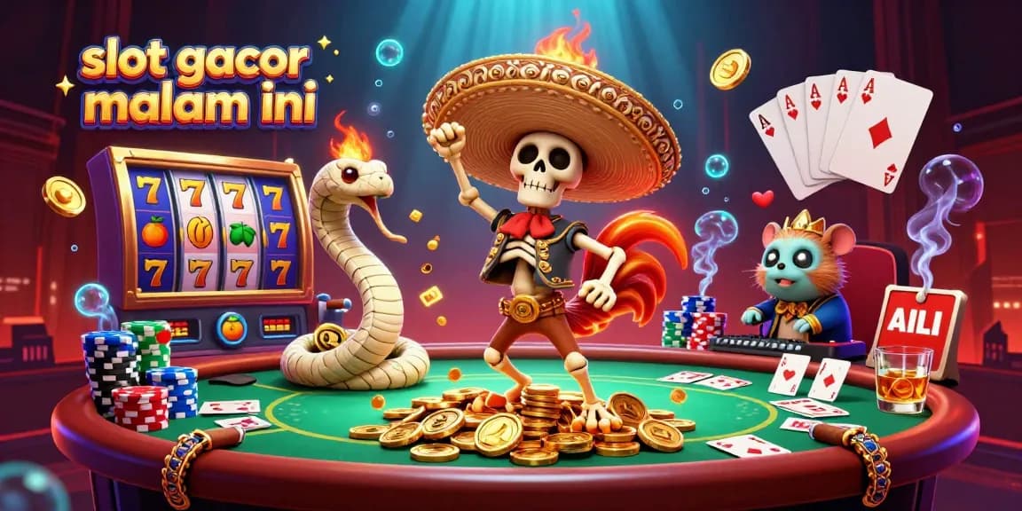 Engage with slot gacor malam ini in vibrant casino action featuring characters and game elements.