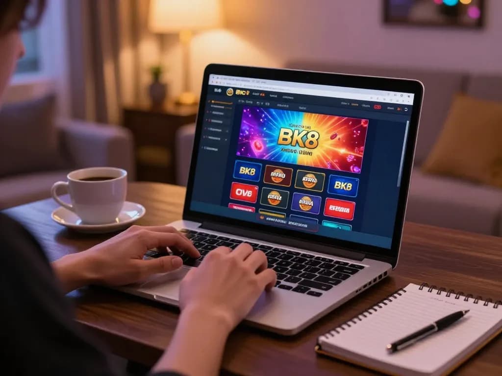 Engaging in BK8 online gaming with a vibrant setup showcasing strategy notes and a cozy atmosphere.