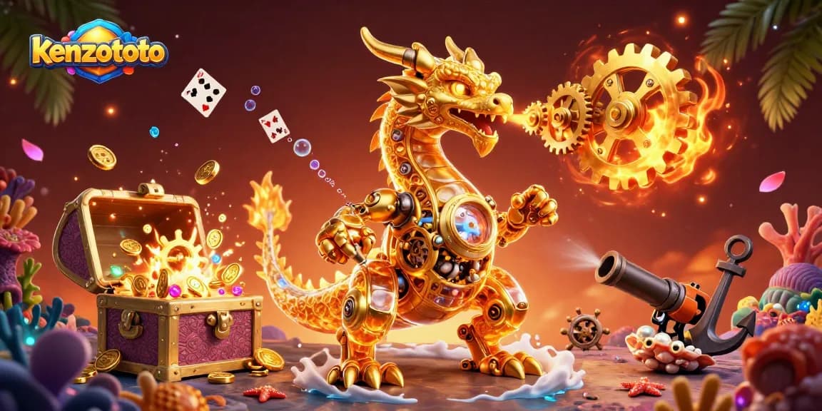 Experience the thrilling action at kenzototo with golden treasures and vibrant casino elements.