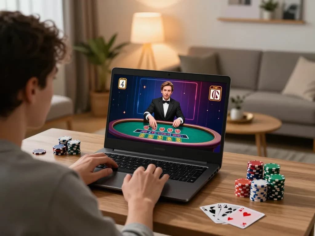 Engaging scene showcasing a player immersed in Canada online casinos live dealer blackjack game.