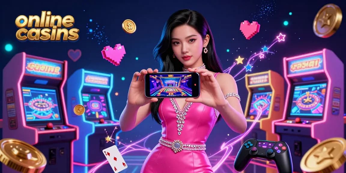 Experience the thrill of online casinos with vibrant 3D illustration showcasing live dealer games and dynamic gaming elements.