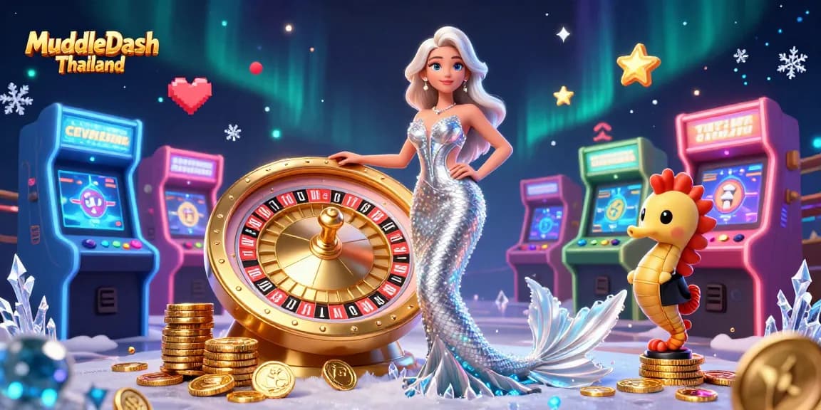MuddleDash Thailand offers an exciting casino experience with vibrant characters amidst dynamic gaming visuals.