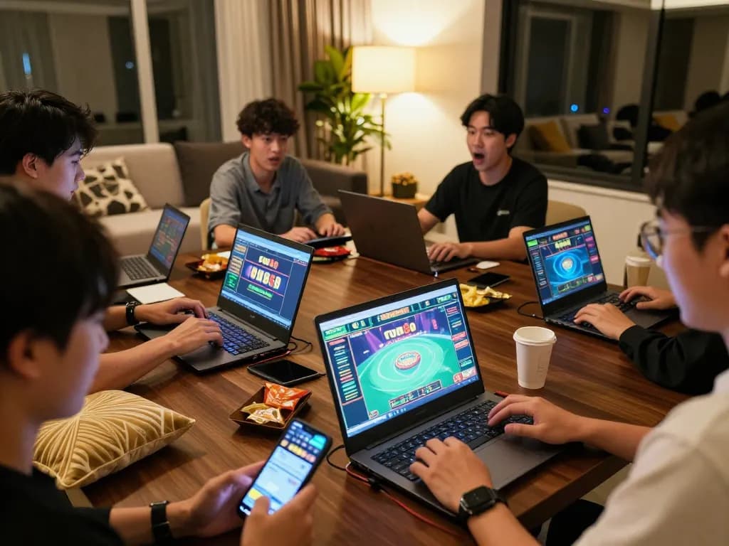 Players engaging with fun88 online casino games in a cozy home setting.