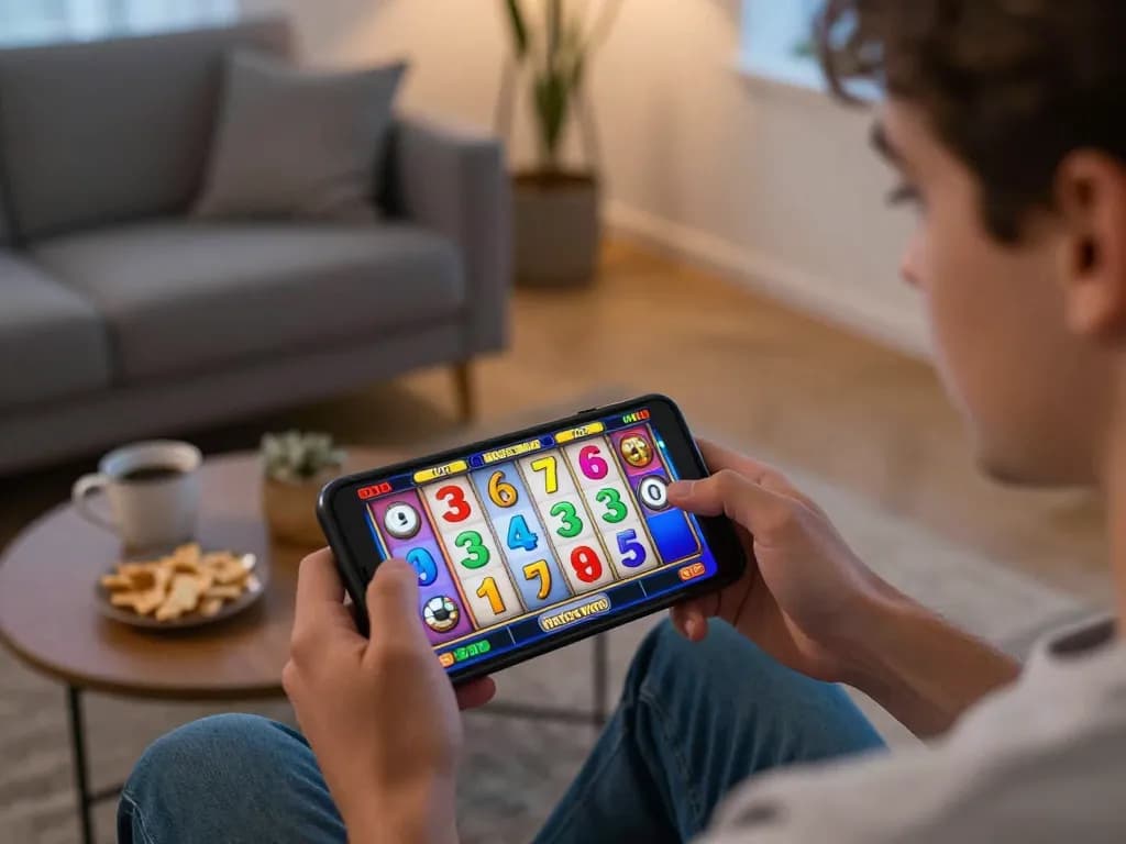 Engaged player enjoying slot nekatwin on smartphone for an immersive mobile gaming experience