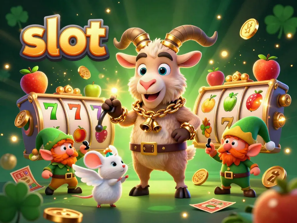 Spin the slot reels in a festive casino scene with Krampus and playful characters.
