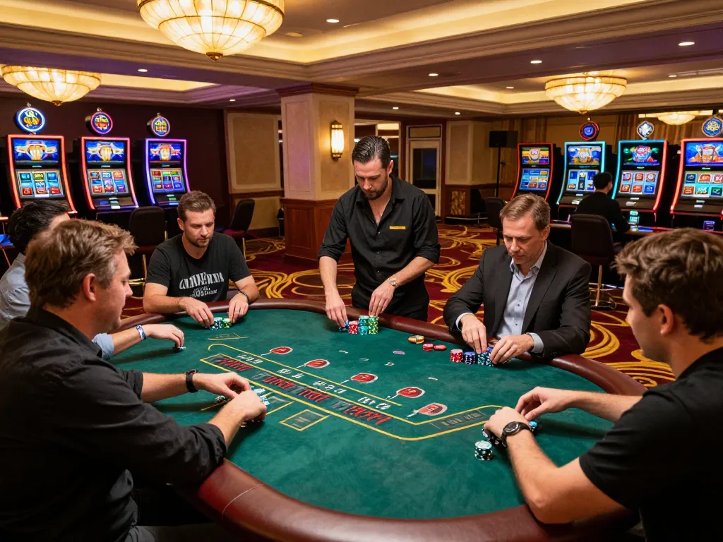 Experience the thrill of blackjack at CM88, with players betting and a dealer managing the game.