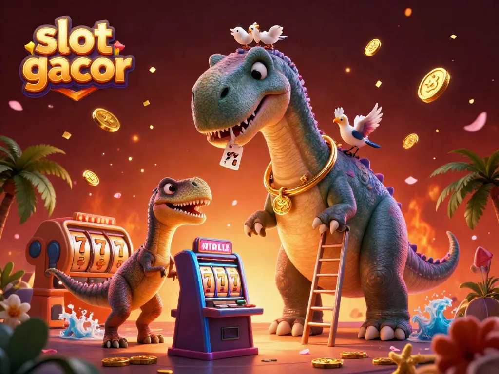 Slot gacor memikat dengan dinosaur raksasa di kasino, judi yang seru dan menghibur.