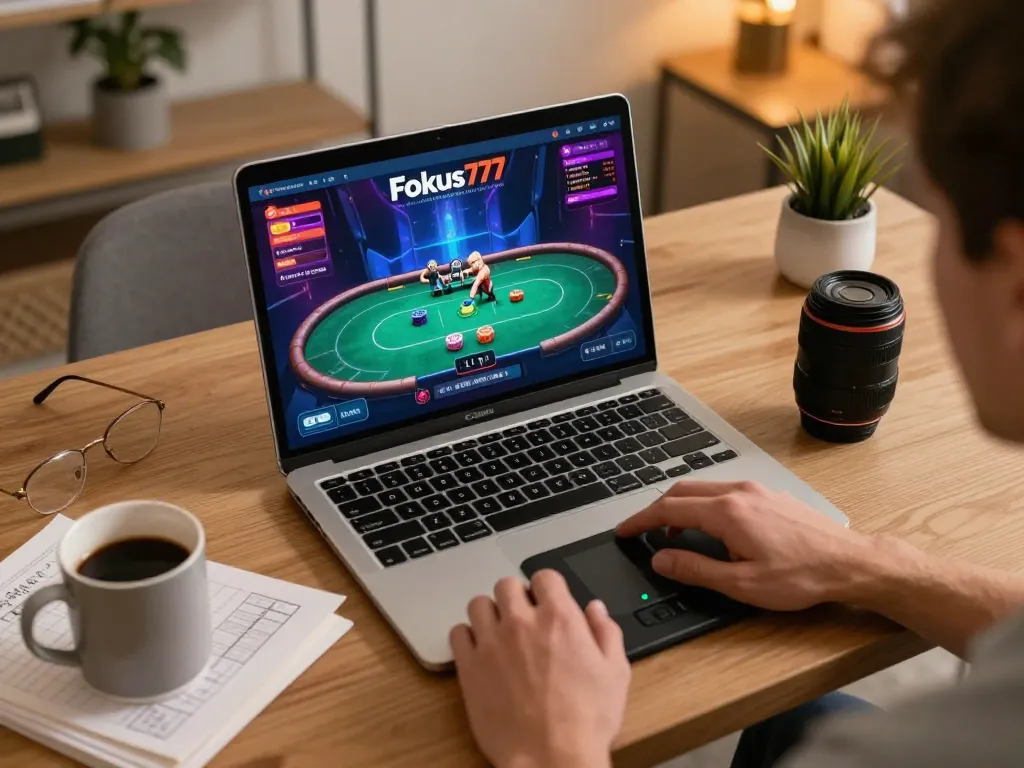 Player strategizing on Fokus777 gaming interface during a competitive online poker session
