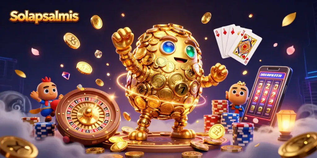 Experience thrilling wins with solapsalmis as a golden golem rolls in casino excitement.