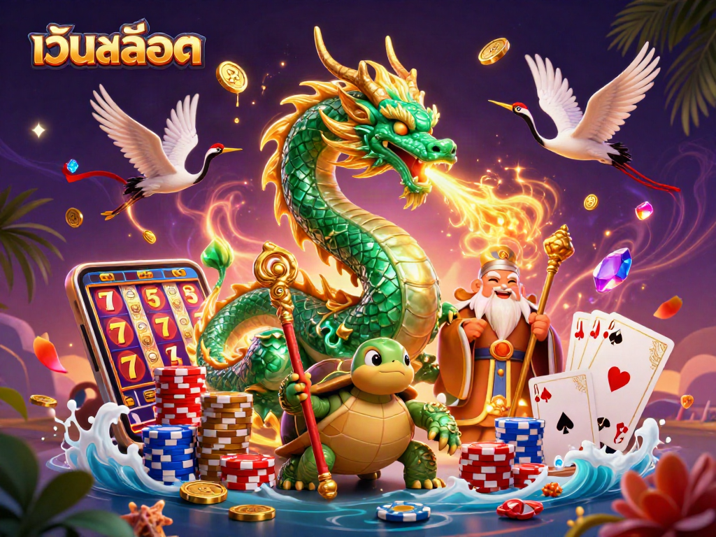 Spin the reels with เว็บสล็อต, where dragons, turtles, and lucky cranes fill the casino sky.