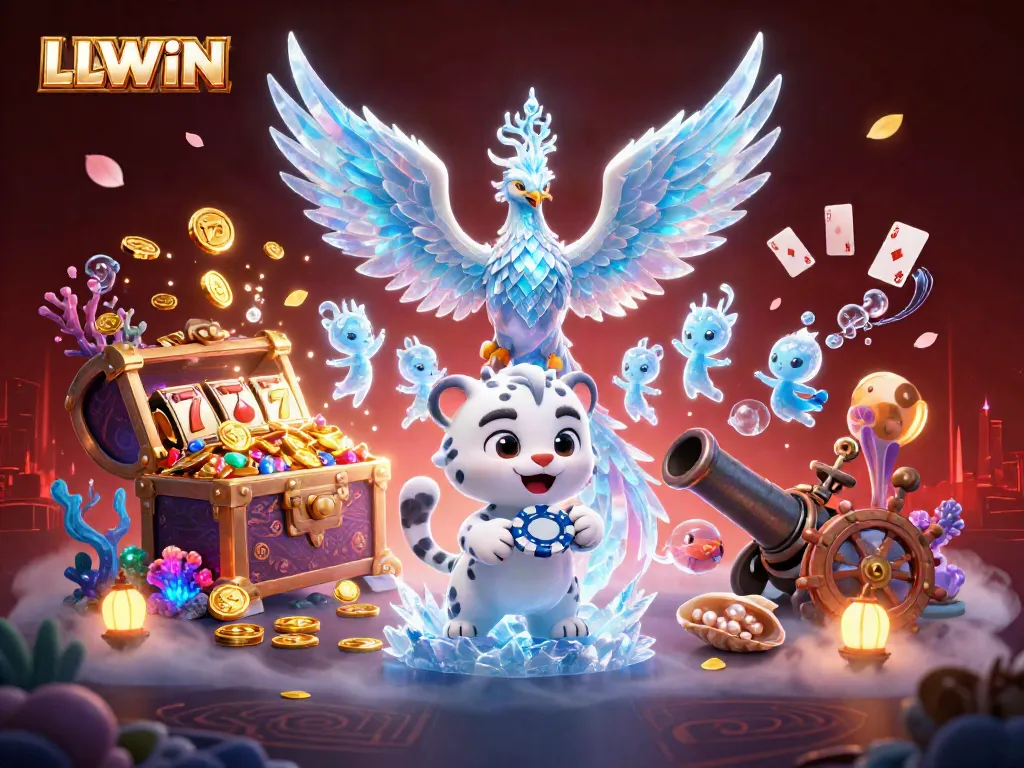 Experience thrilling gameplay with LLWIN's ice phoenix, poker chip, dazzling game elements in 3D.