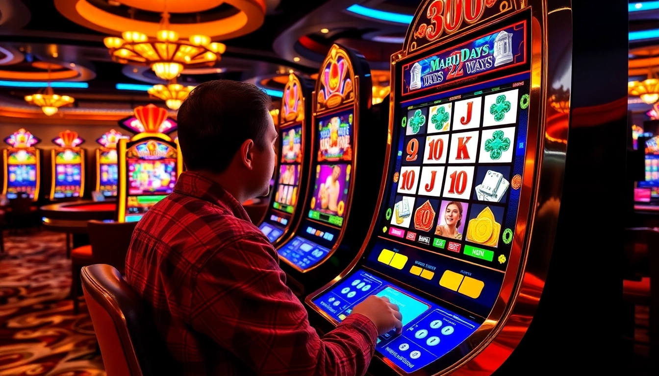 Engaging gameplay at a slot mahjong ways 2 machine with vibrant reels and casino ambiance.