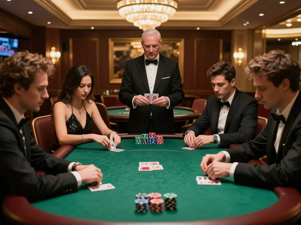 Engaged players strategizing during an intense ulat123 poker game in a lavish casino setting.