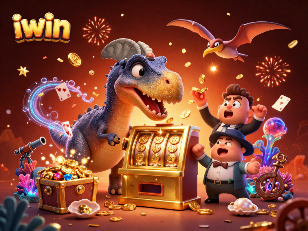 Experience jackpot excitement with iwin as a pachycephalosaurus headbutts the slot machine!