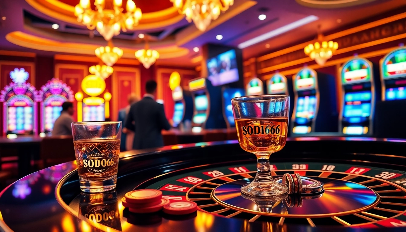 SODO66 players enjoy an exciting casino atmosphere with roulette and slot machines.