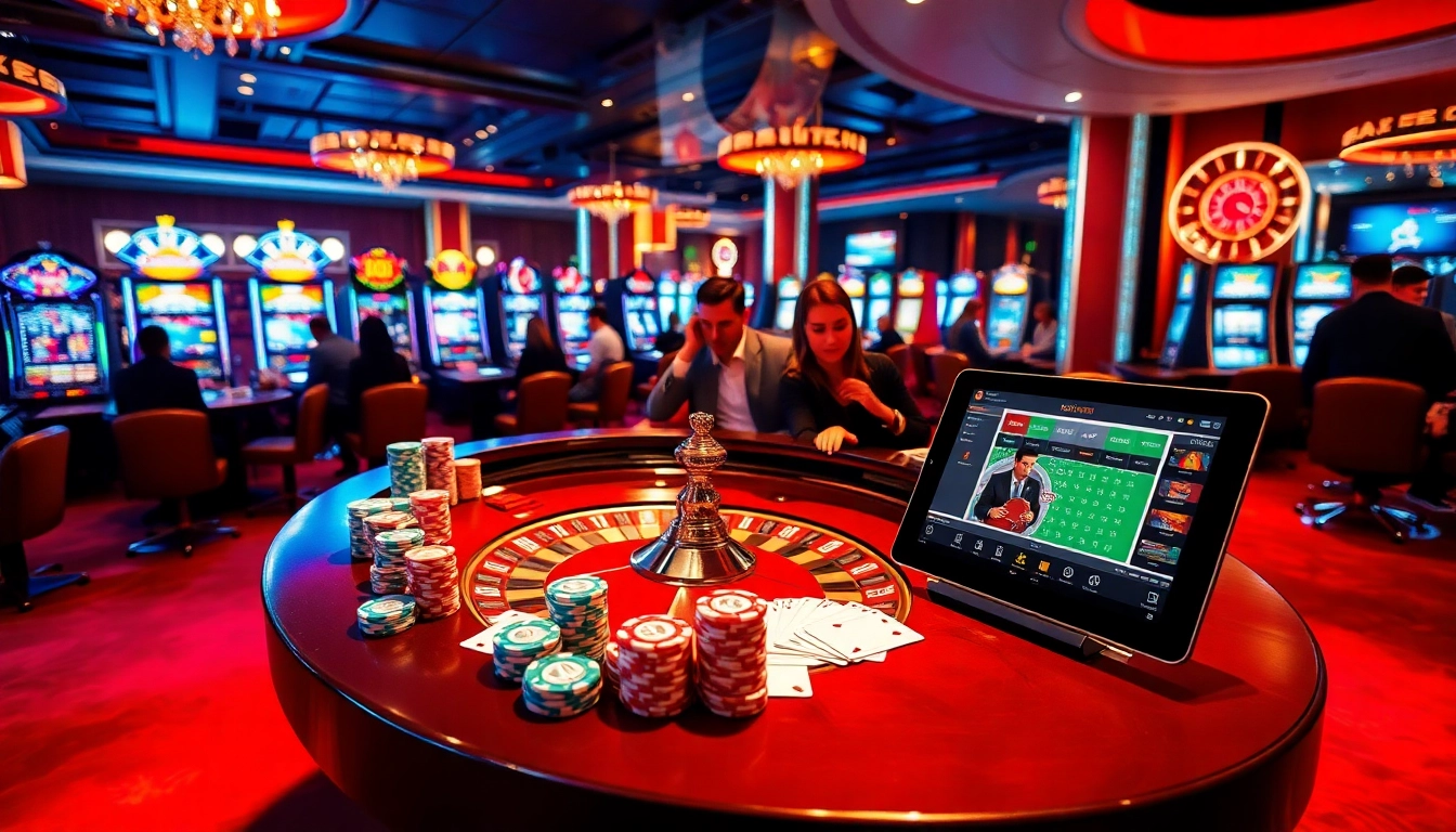 Experience the excitement at so do casino with active players at a roulette table and vibrant slot machines.