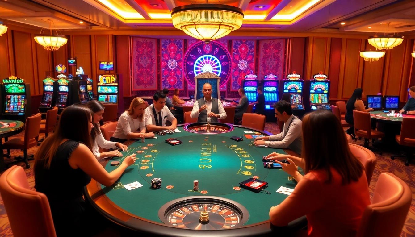 Players enjoying an engaging game at Sam86's vibrant casino table.