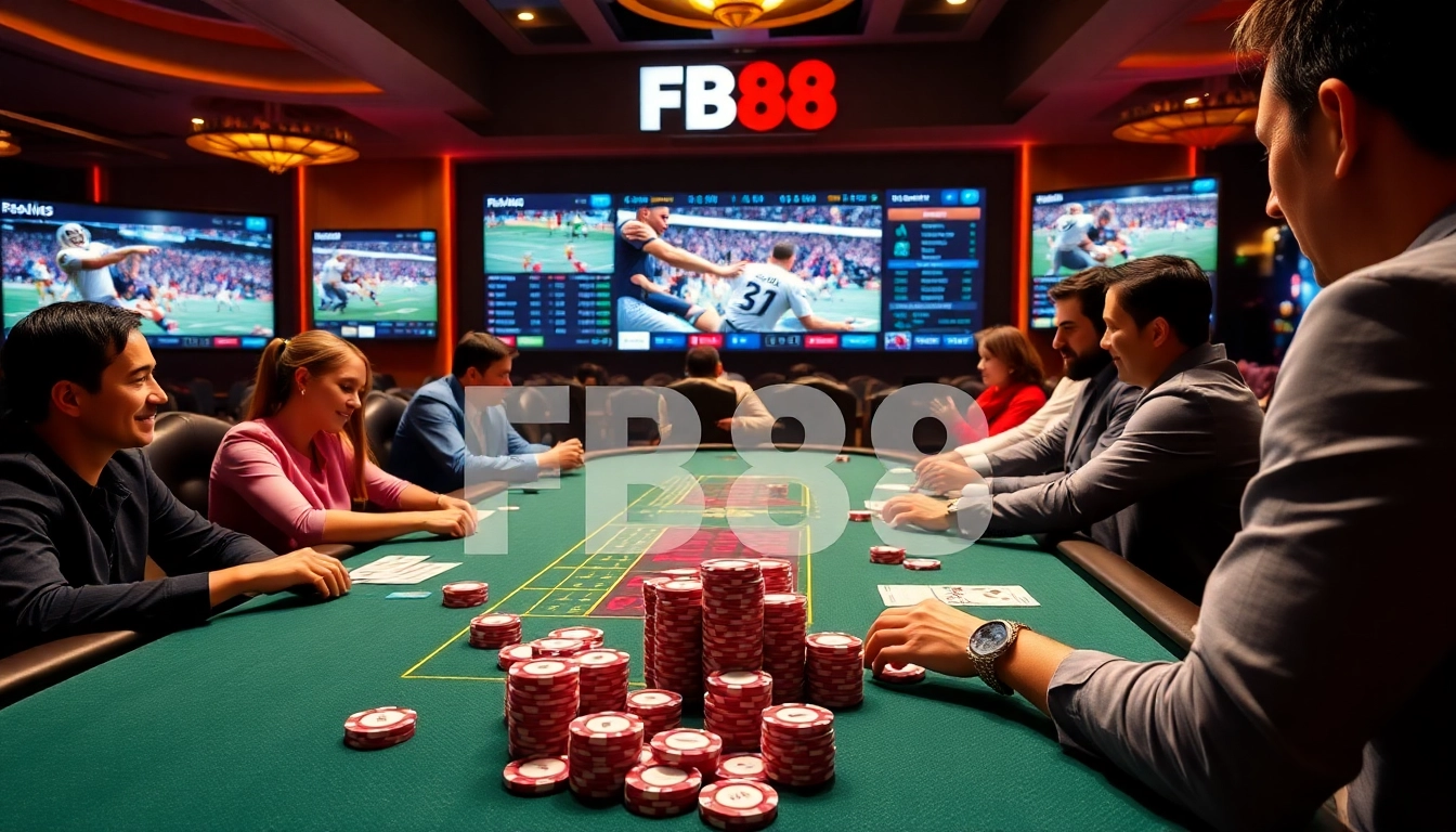 Engaging scene showcasing players at a table revealing thrilling bets on https://fb88.style/.