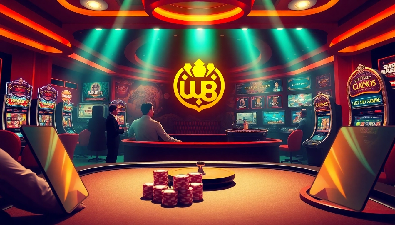 UU88 offers dynamic gambling experiences with vibrant displays of casino games and poker chips.