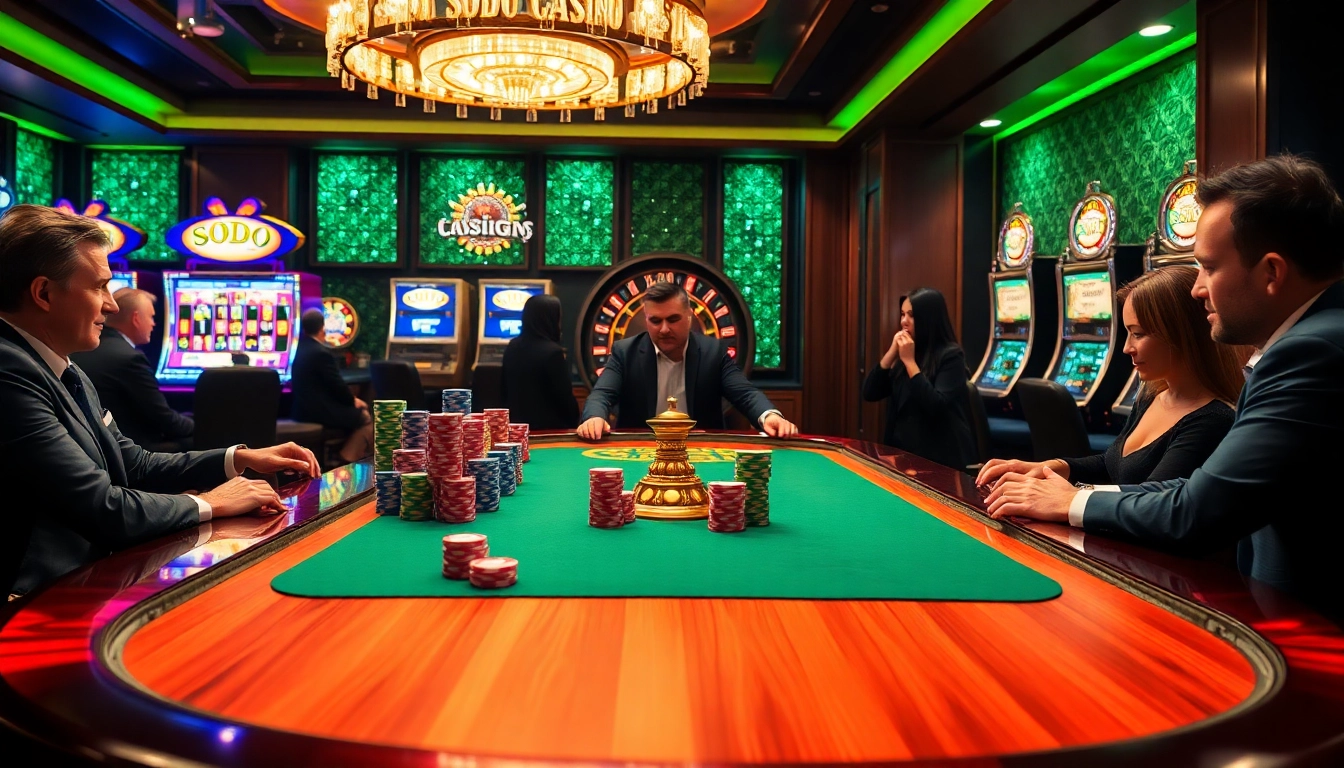 Exciting gameplay at SODO CASINO with poker chips and roulette wheel creating a thrilling atmosphere.